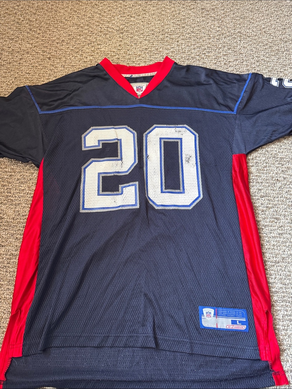 Reebok Navy and Red NFL Mesh Football Jersey
